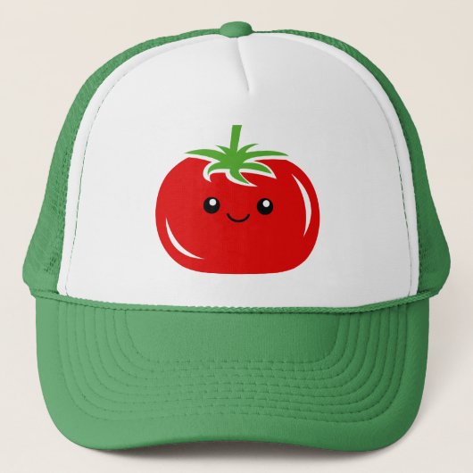 Cute Kawaii red tomato face groentetekening Trucker Pet (Voorkant)