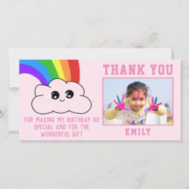 Cute Kawaii Regenboog Wolk Bedankt Verjaardagskaar