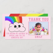 Cute Kawaii Regenboog Wolk Bedankt Verjaardagskaar (Voorkant / Achterkant)
