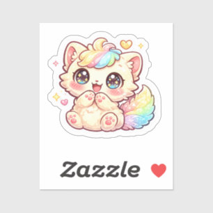 Cute Kawaii Regenwolk Katje Pastel Fluffy Kat Stic Sticker