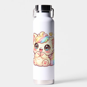 Cute Kawaii Regenwolk Katje Pastel Fluffy Kat Stic Waterfles