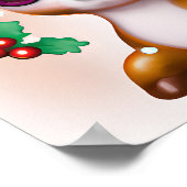 Cute Kawaii Reindeer met Holly en Glitter Poster (Hoek)