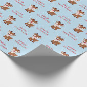 Cute Kawaii Reindeer Personalized Gift Wrap Cadeaupapier (Hoek)