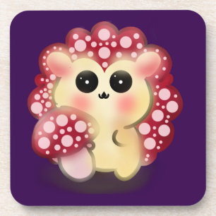 Cute Kawaii Rode Paddenstoel Egeltje Art Bier Onderzetter