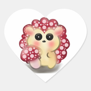 Cute Kawaii Rode Paddenstoel Egeltje Art Hart Sticker