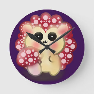 Cute Kawaii Rode Paddenstoel Egeltje Art Ronde Klok