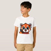 Cute Kawaii Rode Panda Cartoon T-Shirt (Voorkant volledig)