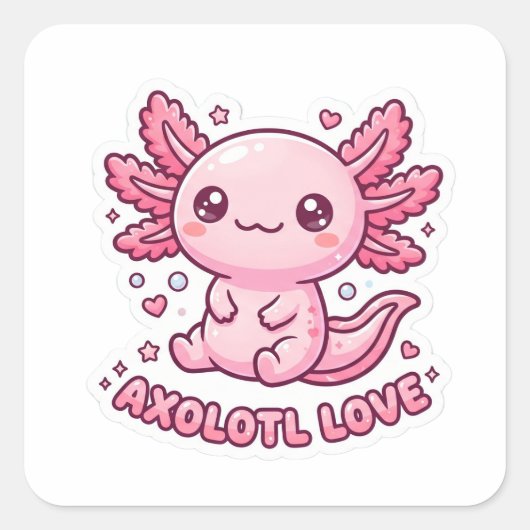 Cute Kawaii Roze Axolotl Sticker (Voorkant)