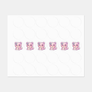 Cute Kawaii Roze Beer Pastel Chibi Kat Hart St Labels
