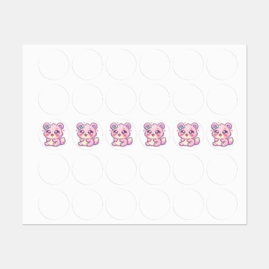 Cute Kawaii Roze Beer Pastel Chibi Kat Hart St Labels (Vel)