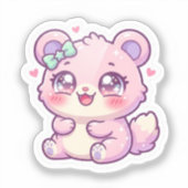 Cute Kawaii Roze Beer Pastel Chibi Kat Hart St Sticker (Voorkant)