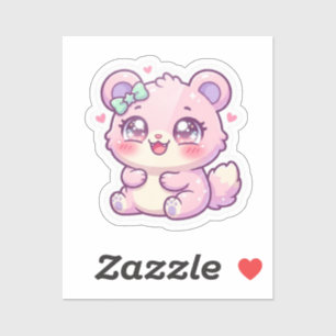 Cute Kawaii Roze Beer Pastel Chibi Kat Hart St Sticker