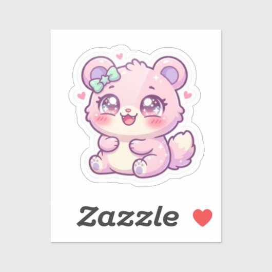 Cute Kawaii Roze Beer Pastel Chibi Kat Hart St Sticker (Vel)