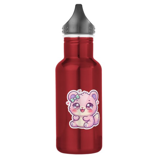 Cute Kawaii Roze Beer Pastel Chibi Kat Hart St Waterfles (Links)