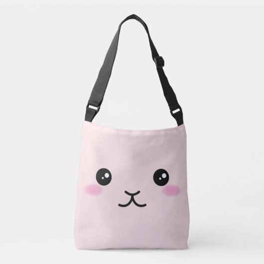 Cute, kawaii, roze bunny design crossbody tas (Voorkant)