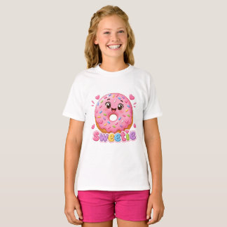 Cute Kawaii Roze Donut - Zoete Strooideegnut T-shirt