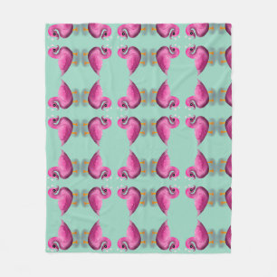 Cute Kawaii Roze Eend & Harten Babykamer Kunst Fleece Deken