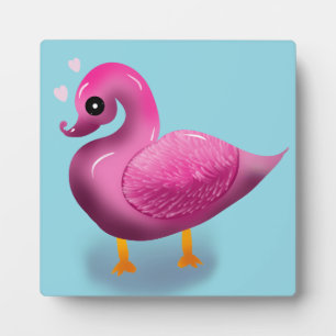 Cute Kawaii Roze Eend & Harten Babykamer Kunst Fotoplaat