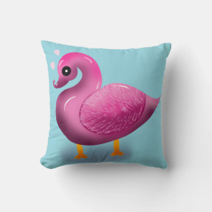 Cute Kawaii Roze Eend & Hartjes Babykamer Kunst Kussen