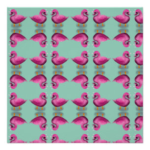 Cute Kawaii Roze Eend & Hartjes Babykamer Kunst Perfect Poster