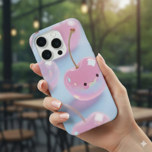 Cute Kawaii Roze Kersen Esthetische Telefoon Stick iPhone 15 Pro Case