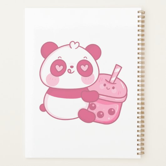 Cute Kawaii roze Panda Beer met Drink Planner (Achterkant)