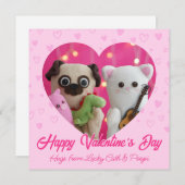 Cute Kawaii Roze Pastel Harten Valentijnsdag Feestdagenkaart (Voorkant / Achterkant)