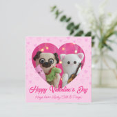 Cute Kawaii Roze Pastel Harten Valentijnsdag Feestdagenkaart (Staand voorkant)