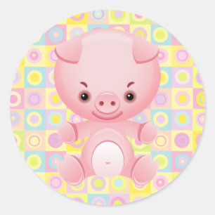 Cute Kawaii roze varkensvlek Stic Ronde Sticker