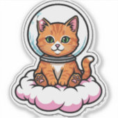 Cute Kawaii Ruimtevaart Kat Sticker - Ruimteliefhe (Voorkant)