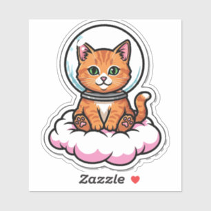 Cute Kawaii Ruimtevaart Kat Sticker - Ruimteliefhe