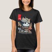 Cute Kawaii Samurai Warrior Kawaii Cat Japans T-shirt (Voorkant)