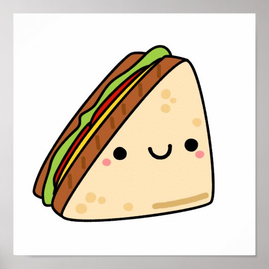 Cute Kawaii Sandwich Poster (Voorkant)