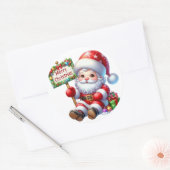 Cute Kawaii Santa Claus Holding Ronde Sticker (Envelop)