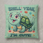 Cute Kawaii Schildpad met Grappige Strekking Oceaa Kussen