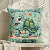 Cute Kawaii Schildpad met Grappige Strekking Oceaa Kussen