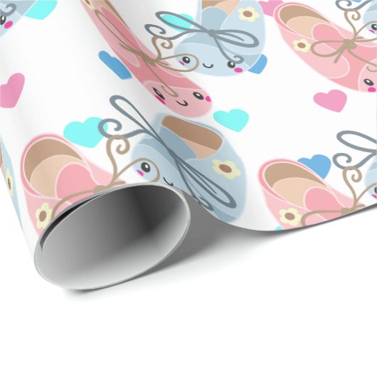 Cute Kawaii schoenen Geslacht blad Cadeaupapier (Rol Hoek)