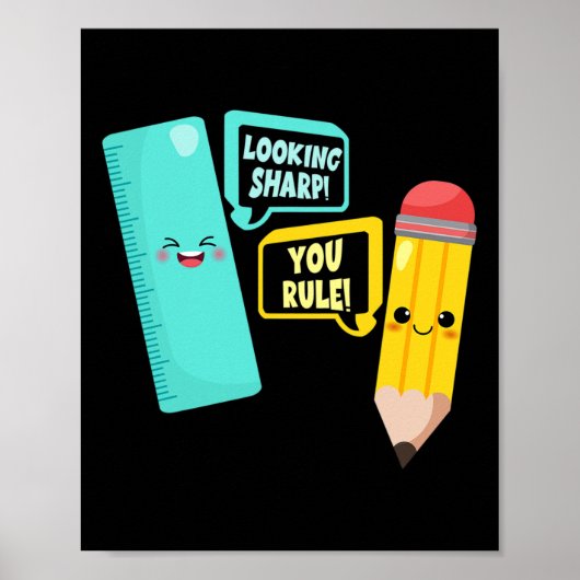 Cute Kawaii School Supplies Pun Welkom terug in SC Poster (Voorkant)
