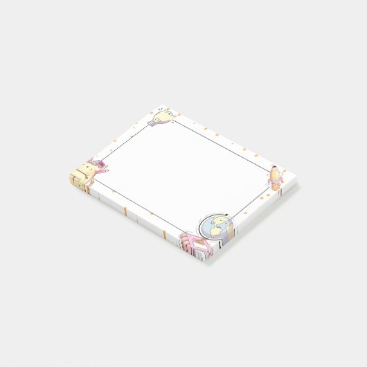 Cute Kawaii School Supplies Teacher Gift Post-it® Notes (Schuin)