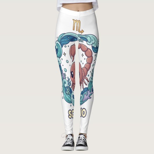 Cute Kawaii Scorpio Zodiac Sign Leggings (Voorkant)