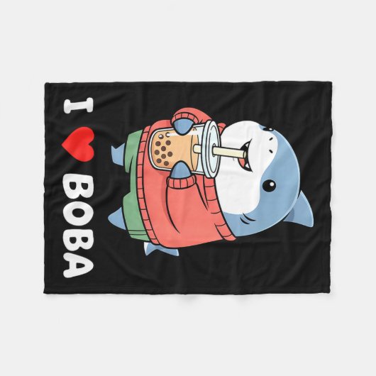 Cute Kawaii Shark Boba Tea Funny Bubble Tea Lover  Fleece Deken (Voorkant (Horizontaal))
