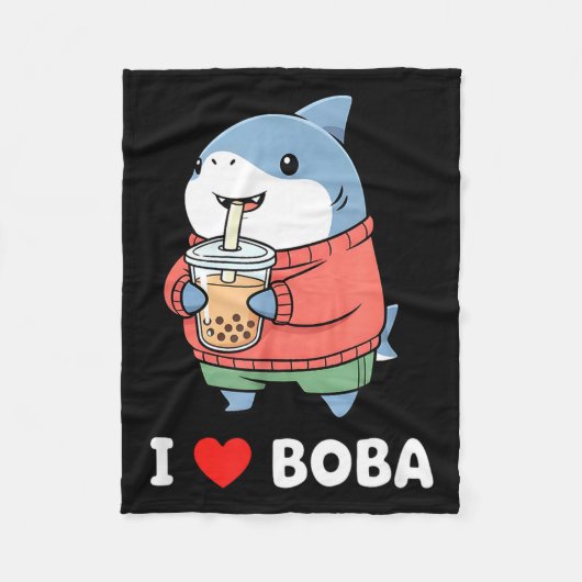 Cute Kawaii Shark Boba Tea Funny Bubble Tea Lover Fleece Deken (Voorkant)
