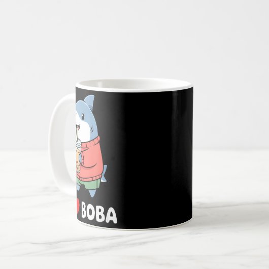 Cute Kawaii Shark Boba Tea Funny Bubble Tea Lover Koffiemok (Voorkant links)