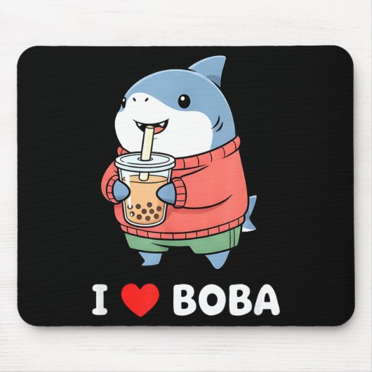 Cute Kawaii Shark Boba Tea Funny Bubble Tea Lover Muismat (Voorkant)