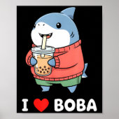 Cute Kawaii Shark Boba Tea Funny Bubble Tea Lover  Poster (Voorkant)
