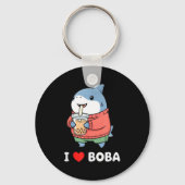 Cute Kawaii Shark Boba Tea Funny Bubble Tea Lover  Sleutelhanger (Voorkant)