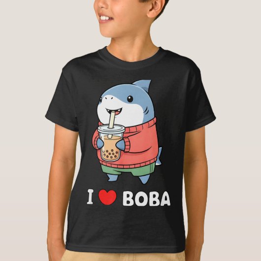 Cute Kawaii Shark Boba Tea Funny Bubble Tea Lover  T-shirt (Voorkant)