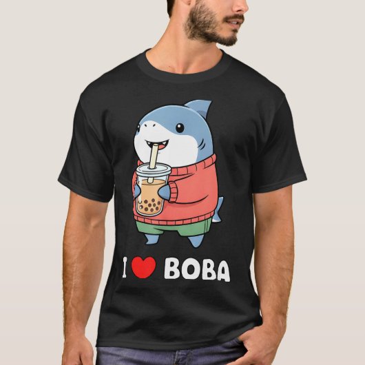 Cute Kawaii Shark Boba Tea Funny Bubble Tea Lover  T-shirt (Voorkant)