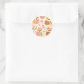 Cute Kawaii Shiba Inu Donut Pattern Ronde Sticker (Tas)