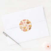 Cute Kawaii Shiba Inu Donut Pattern Ronde Sticker (Envelop)